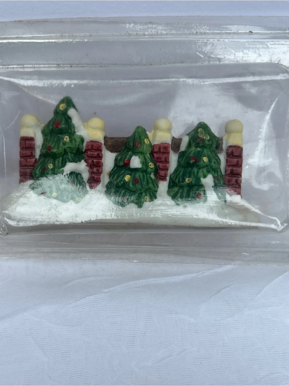Christmas village pine trees with and fence